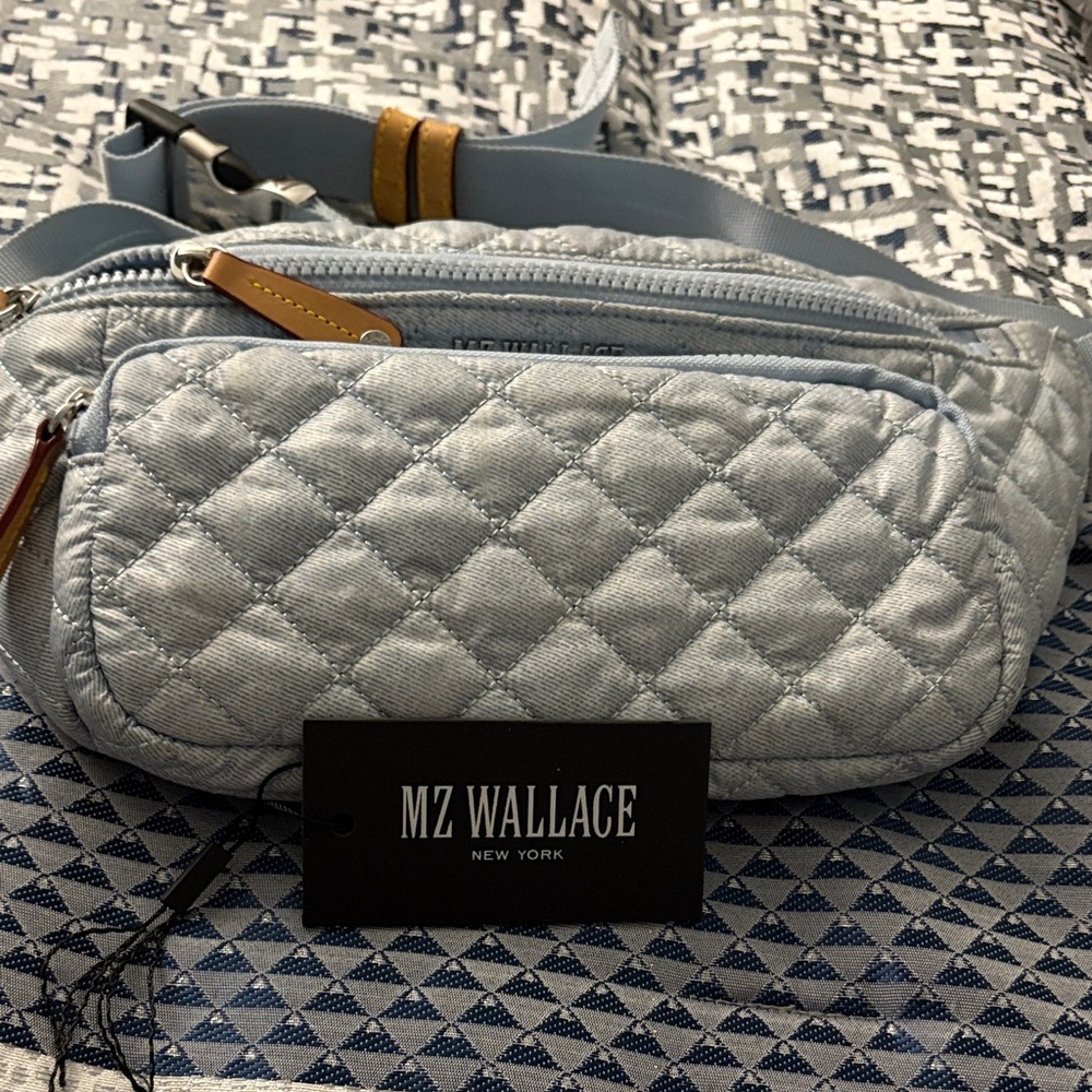 MZ Wallace Quilted Sky Blue Crossbody Bag